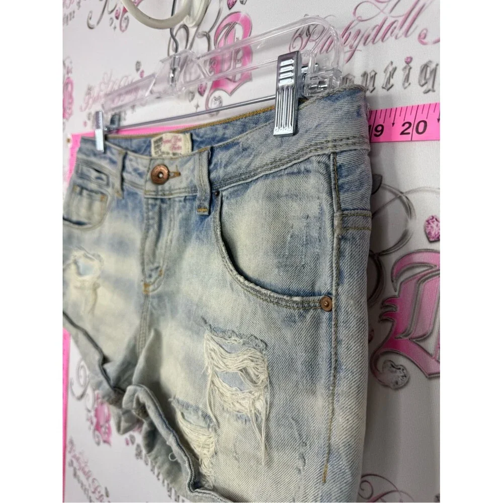 Original denim factory Distressed Light Wash Denim Shorts - Women